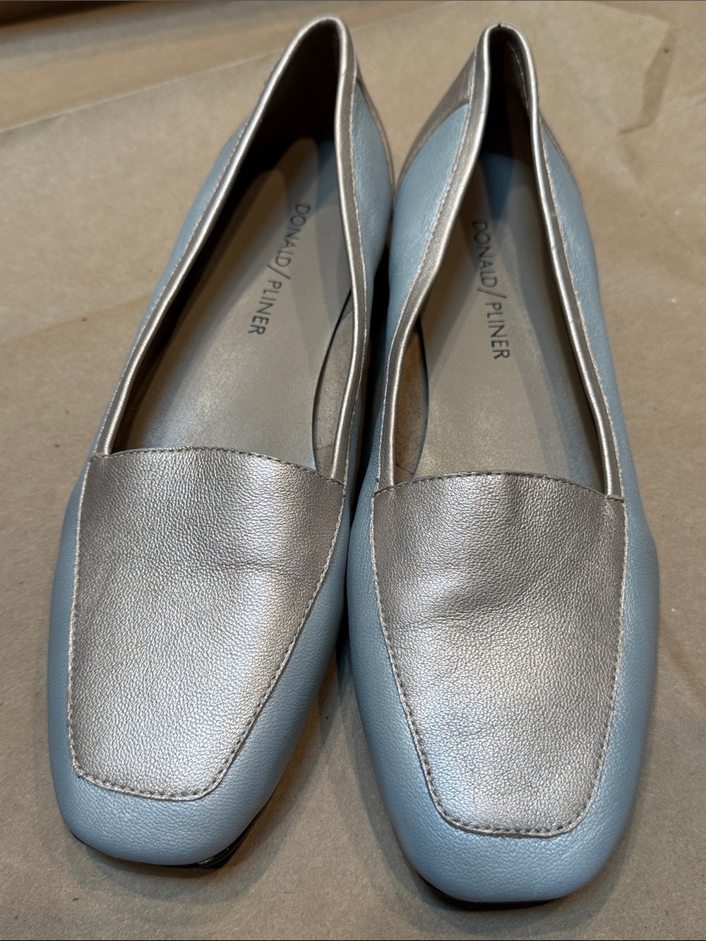 Donald J. Pliner Metallic Silver Slip-On Loafers sz 6